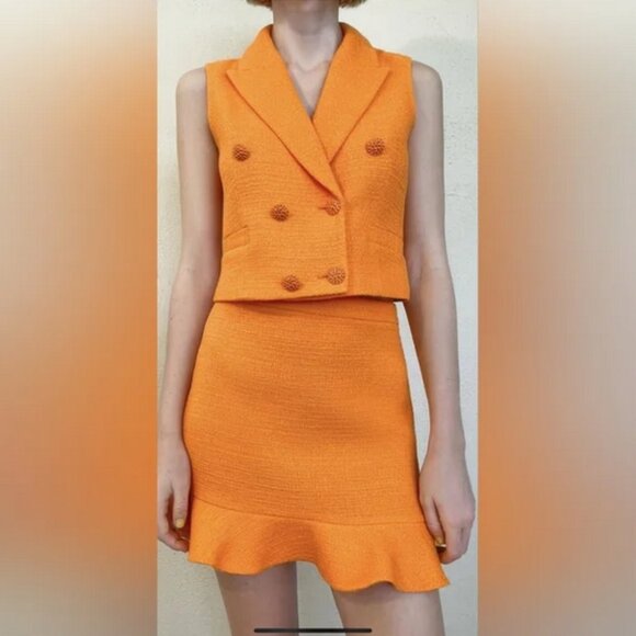 Zara Textured Tweed Skirt Set Size S - Picture 3 of 8